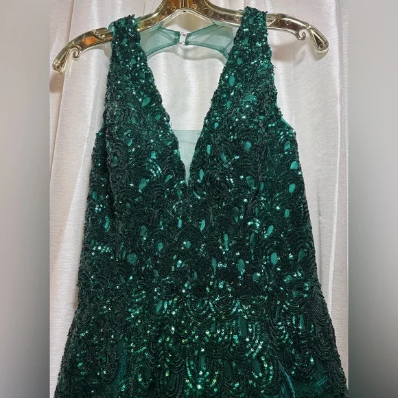 JVN Jovani 60641 Emerald Sequin Prom Ball Gown 6